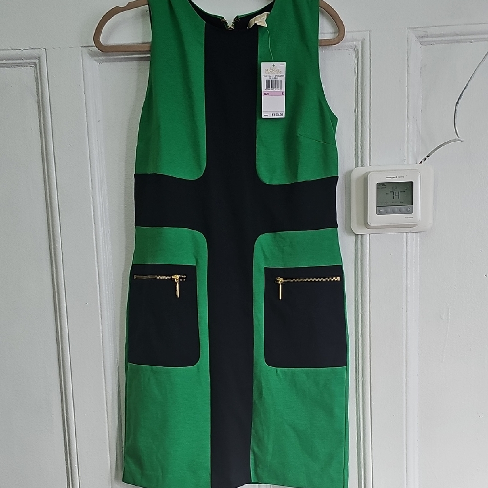 Michael Kors Green and Black Mini Dress
